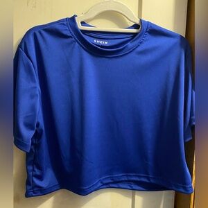 Royal Blue Circle Neck Short Sleeve Top